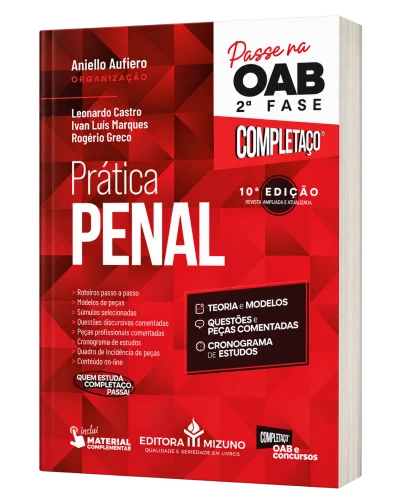 Capa do livro Prática Penal, Passe na OAB 2ª Fase, Completaço, 10ª edição, Editora Mizuno